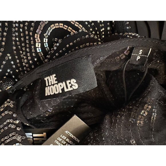 Kooples Black Rhinestone Embellished Mini Dress Wide Sleeve US Size 2 - Picture 13 of 14